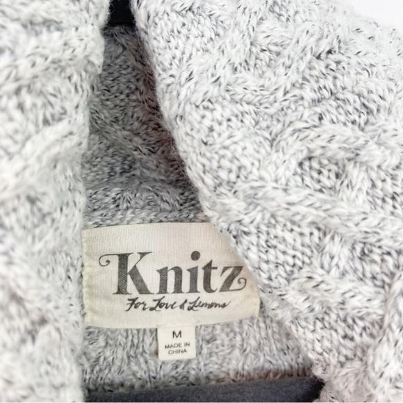 For Love & Lemons Knitz Gray Cableknit Turtleneck Sweater Size Medium - Picture 4 of 7
